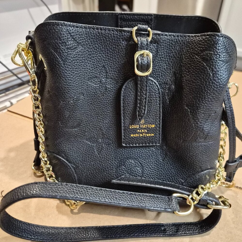 Designer Inspired Vegan Leather Monogram Bucket Bag